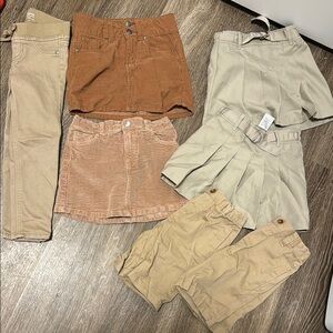 Lot of 7 khaki uniform bottoms Tan and Brown Bottoms Set bundle size 5t